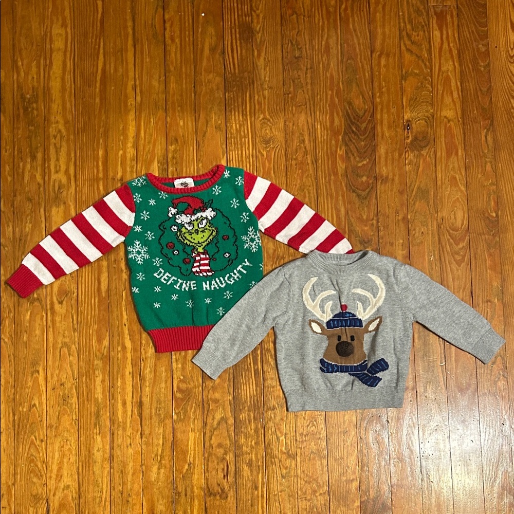 Kids Festive Sweater Set - The Grinch and Reindeer Sweater.  Boys 12-18M